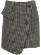 Goen.j Houndstooth Asymmetric Wrap Skirt - Grey