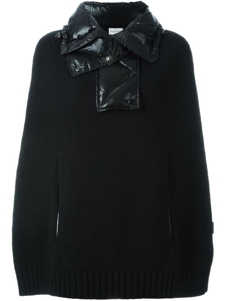 Moncler - Padded Collar Knitted Cape - Women - Feather Down/polyamide/cashmere/wool - M, Black, Feather Down/polyamide/cashmere/wool