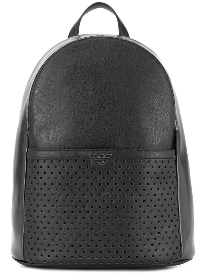 Emporio Armani Logo Patch Backpack - Black