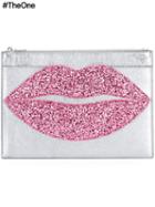 Charlotte Olympia 'kiss Me' Clutch, Women's, Grey, Leather/calf Leather