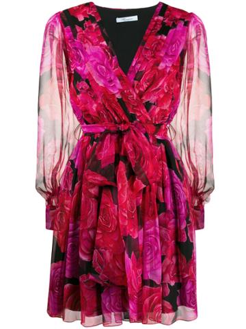 Blumarine Rose Print Wrap Dress - Pink