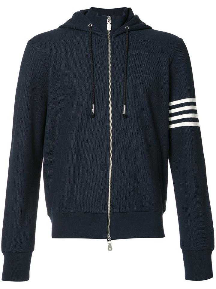 Eleventy - Striped Arm Zipped Hoodie - Men - Cotton - M, Blue, Cotton