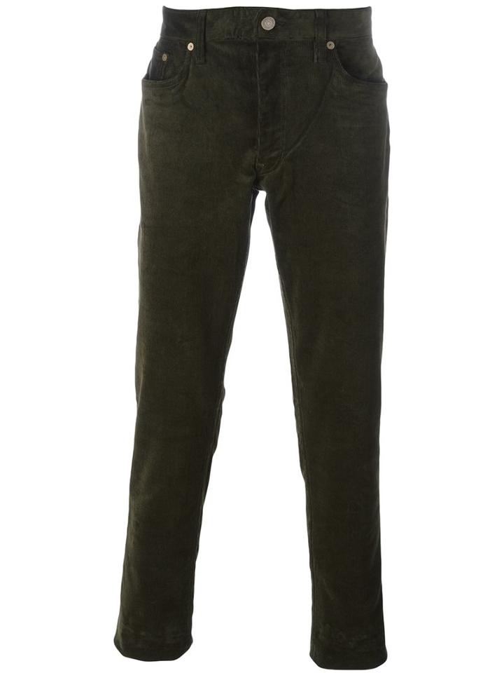 Polo Ralph Lauren Corduroy Trousers, Men's, Size: 36, Green, Cotton/spandex/elastane