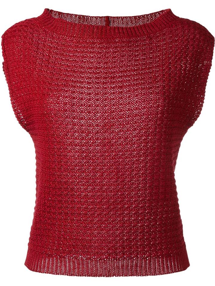 Eleventy Knitted Top, Women's, Size: S, Red, Linen/flax
