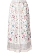 Vilshenko Printed Button Skirt, Women's, Size: 10, White, Silk