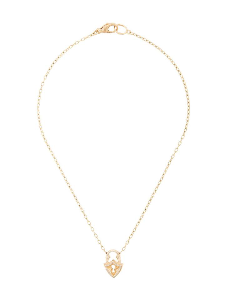 Loree Rodkin 18kt Gold Pavé Diamond Padlock Necklace - Yellow & Orange