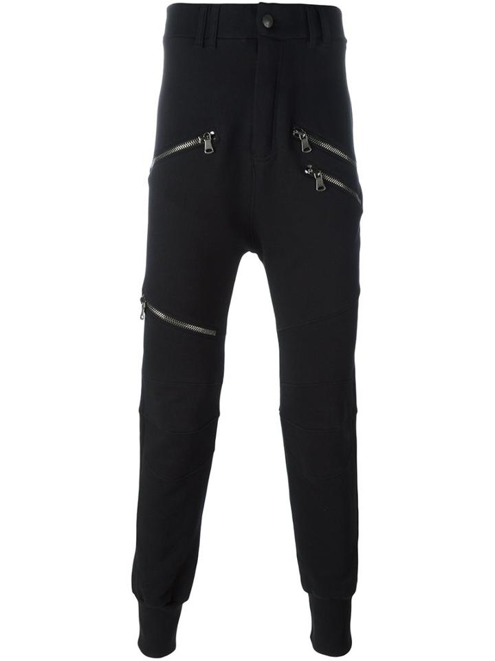 Pierre Balmain Drop-crotch Track Pants, Men's, Size: 48, Black, Cotton/polyester