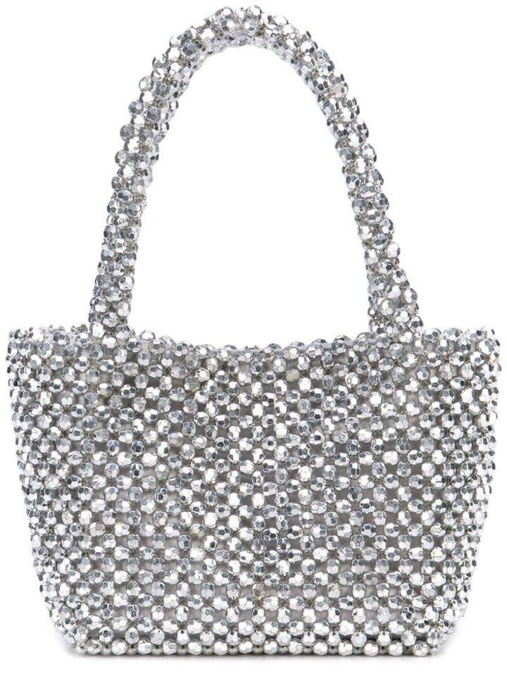 Loeffler Randall Mina Beaded Tote - Silver