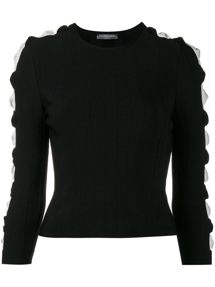 Alexander Mcqueen Ribbed Cut-out Sleeve Jumper, Women's, Size: Xs, Black, Viscose/polyester