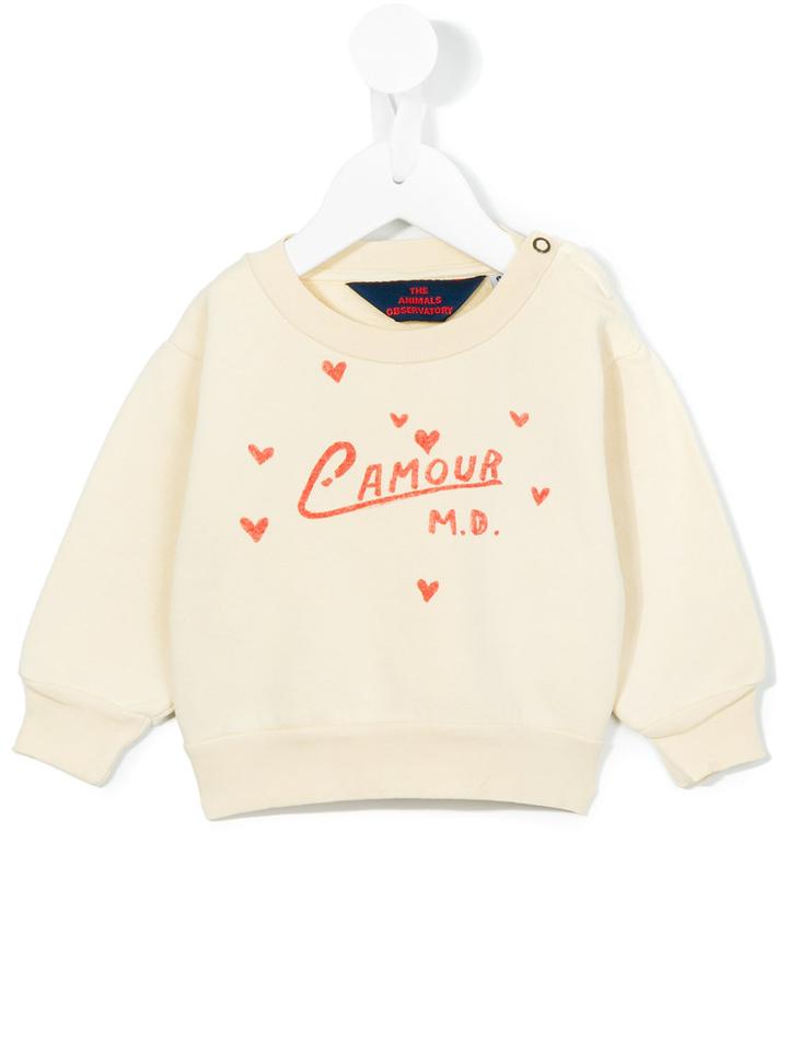 The Animals Observatory - L'amour Print Sweatshirt - Kids - Cotton - 18 Mth, Pink/purple