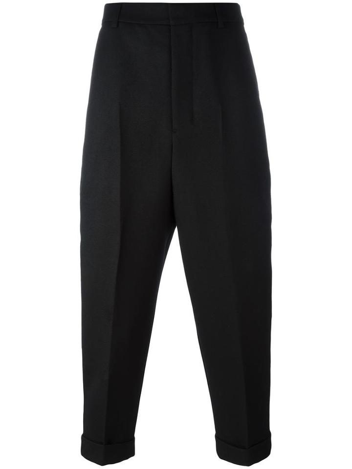 Ami Alexandre Mattiussi Oversized Carrot Fit Trousers, Men's, Size: 44, Black, Wool/polyester