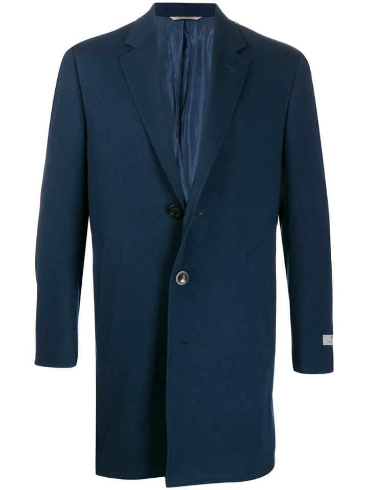 Canali Single-breasted Midi Coat - Blue