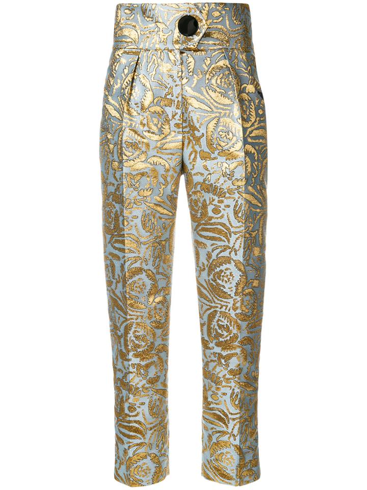 Petar Petrov Hedy Floral Jacquard Trousers - Blue