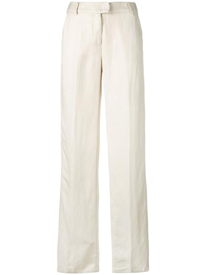 Wide Leg Trousers - Women - Linen/flax/viscose - 40, Nude/neutrals, Linen/flax/viscose, Armani Jeans
