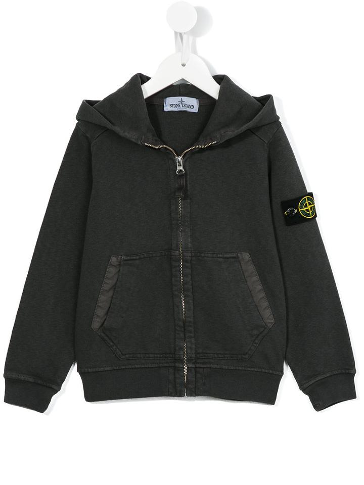 Stone Island Kids Logo Patch Hoodie, Boy's, Size: 8 Yrs, Grey