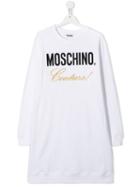 Moschino Kids Teen Logo Print Sweatshirt Dress - White