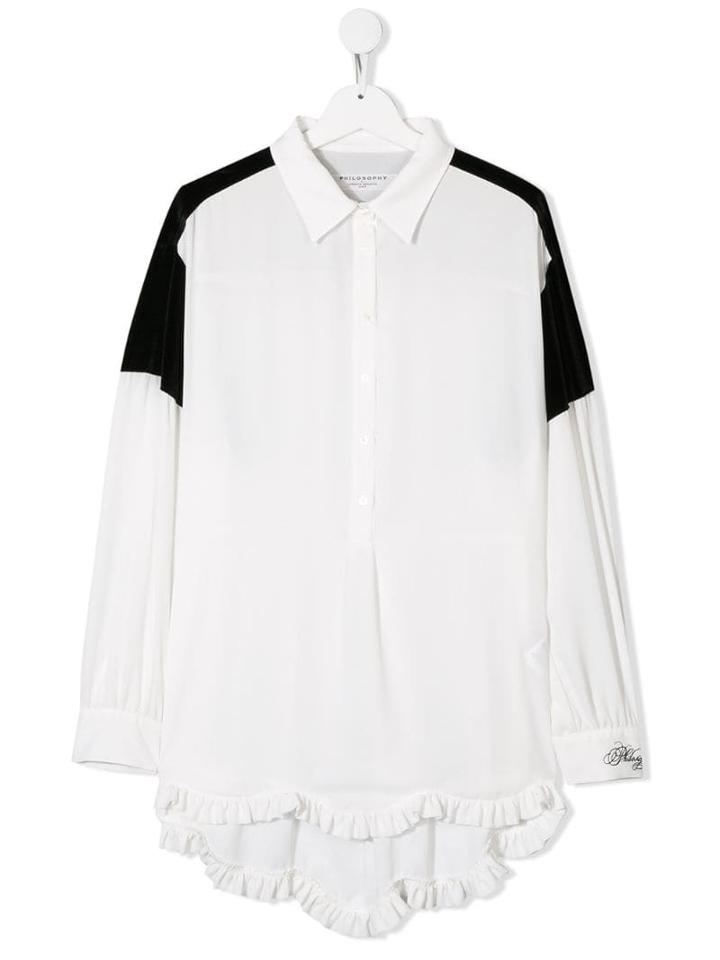 Philosophy Di Lorenzo Serafini Kids Teen Ruffled Long Shirt - Black