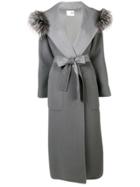 Manzoni 24 Fur Collar Trench Coat - Grey