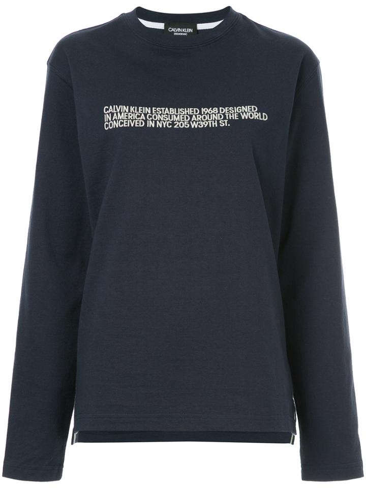 Calvin Klein 205w39nyc Embroidered Text Sweatshirt - Blue