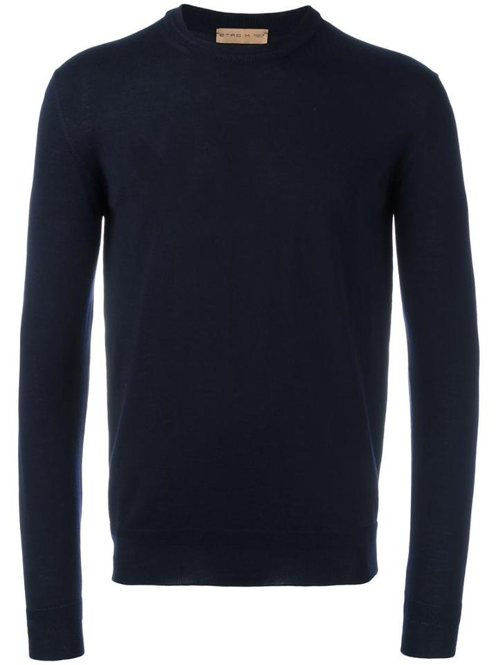 Etro Crew Neck Jumper, Men's, Size: Large, Blue, Wool