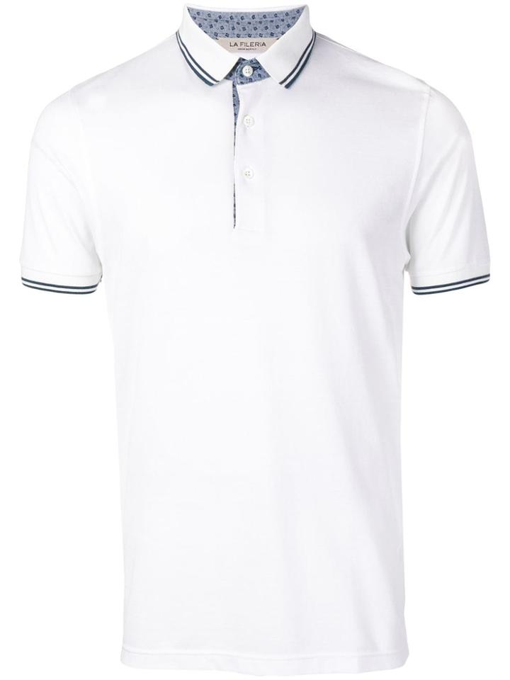 La Fileria For D'aniello Contrast Placket Polo Shirt - White