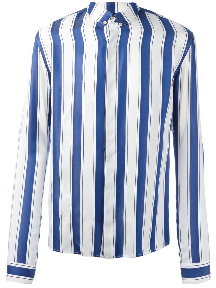 Haider Ackermann Striped Polo Shirt, Men's, Size: Small, White, Silk