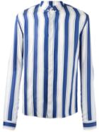 Haider Ackermann Striped Polo Shirt, Men's, Size: Small, White, Silk