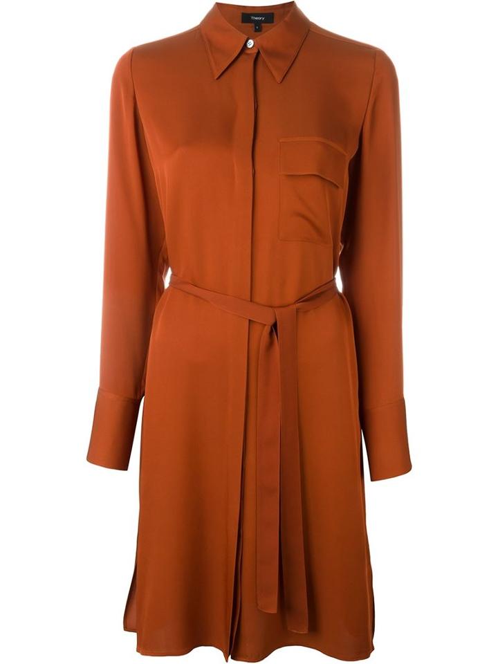 Theory Marbara Dress, Women's, Size: 4, Yellow/orange, Silk