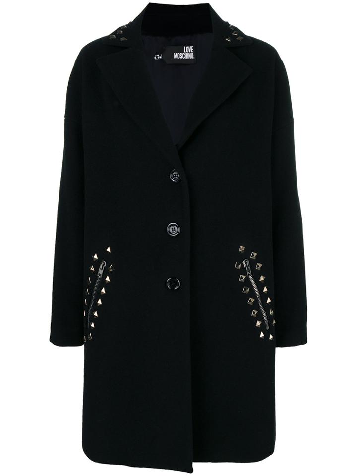 Love Moschino Classic Single-breasted Coat - Black