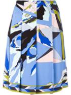 Emilio Pucci Abstract Print Pleated Skirt, Women's, Size: 44, Silk/spandex/elastane/viscose