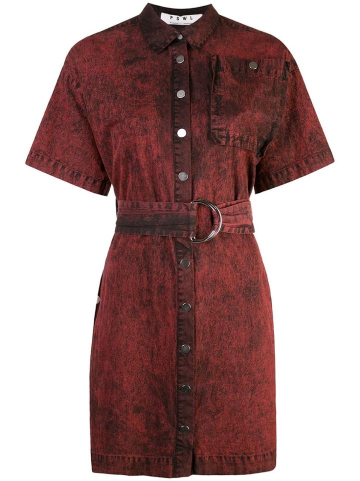 Proenza Schouler Pswl Crinkled Cotton Belted Dress - Red
