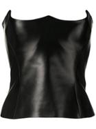 Versace Inverted Heart Neck Corset Top - Black