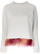 Maison Père Feather Trim Sweatshirt - Grey