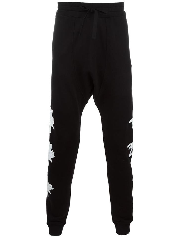 Blood Brother Leaf Print Track Pants, Men's, Size: Large, Black, Cotton