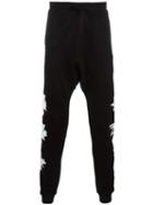 Blood Brother Leaf Print Track Pants, Men's, Size: Large, Black, Cotton