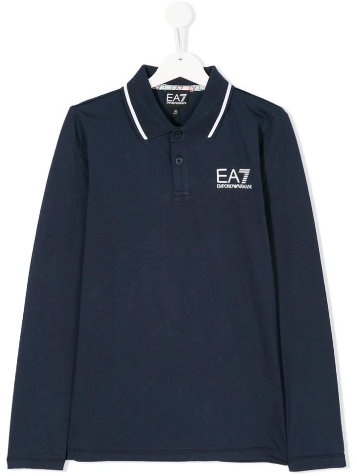 Ea7 Kids Printed Logo Polo Shirt - Blue