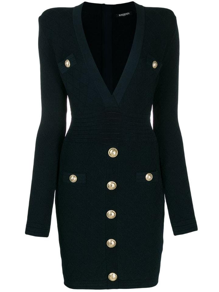 Balmain Diamond Check Fitted Dress - Blue