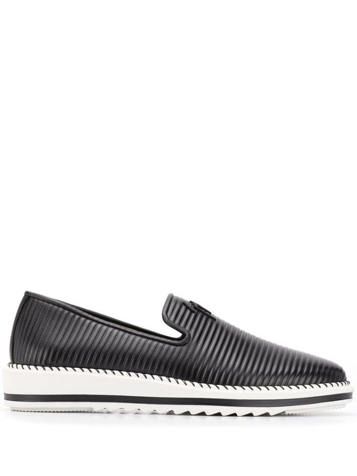Giuseppe Zanotti Ribbed Slippers - Black