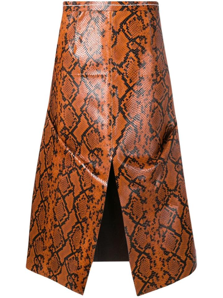 Marni Snake Print A-line Midi Skirt - Orange