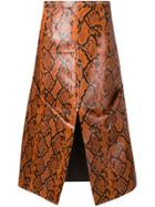 Marni Snake Print A-line Midi Skirt - Orange