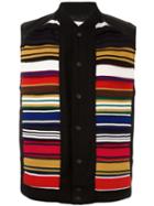 Facetasm Contrast Stripe Vest, Men's, Size: V, Black, Calf Leather/nylon/cupro/wool