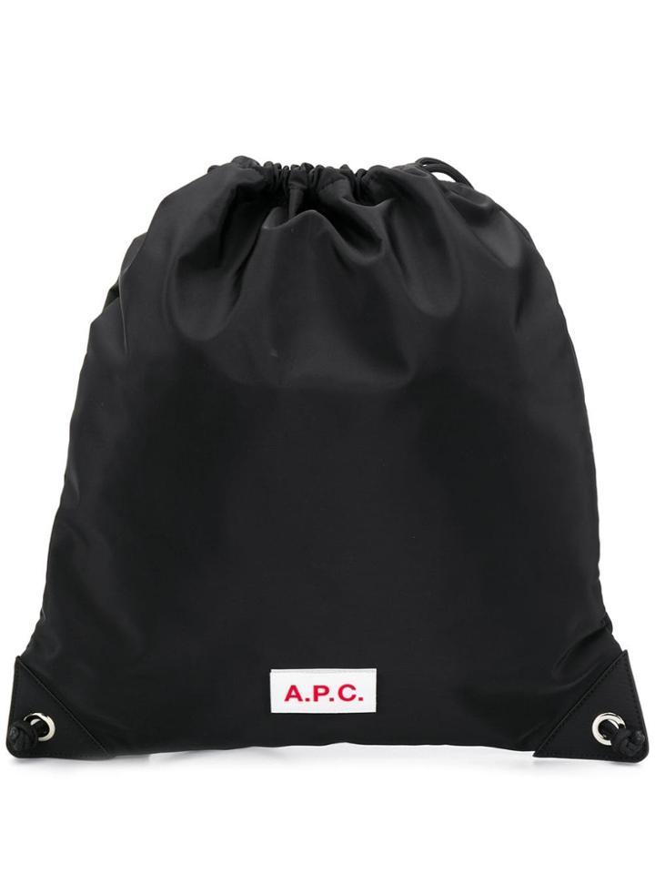 A.p.c. Logo Drawstring Backpack - Black