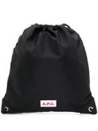 A.p.c. Logo Drawstring Backpack - Black