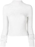 Helmut Lang - Cropped Ribbed Jumper - Women - Polyamide/viscose - Xs, Grey, Polyamide/viscose