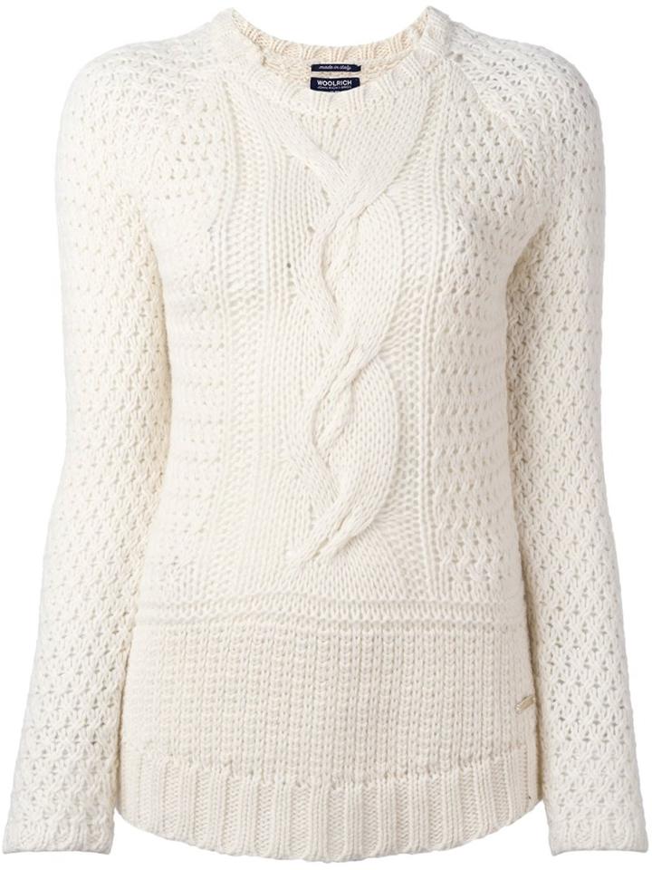 Woolrich Cable-knit Jumper, Women's, Size: Small, White, Acrylic/alpaca/virgin Wool