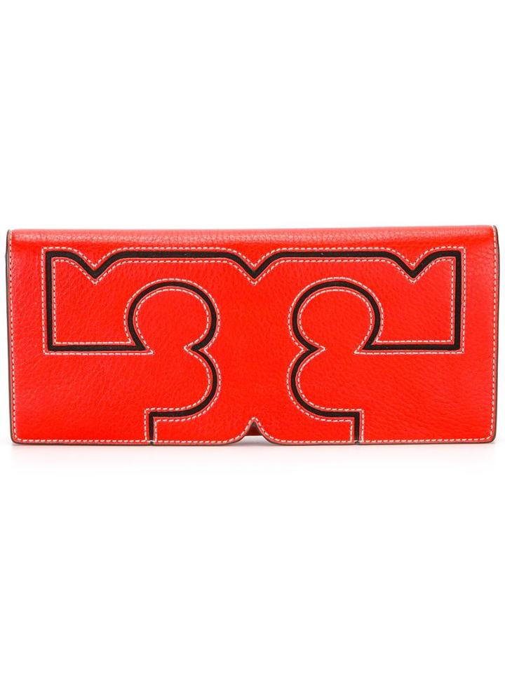 Tory Burch Logo Motif Clutch, Women's, Red, Leather