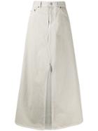 Mm6 Maison Margiela Slit Front Denim Maxi Skirt - Neutrals