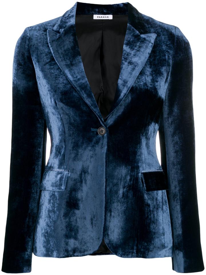 P.a.r.o.s.h. Velvet Blazer - Blue