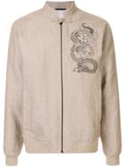 Shanghai Tang Embroidered Zip-up Bomber Jacket - Brown
