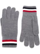 Moncler Logo Patch Gloves, Men's, Size: Medium, Grey, Virgin Wool